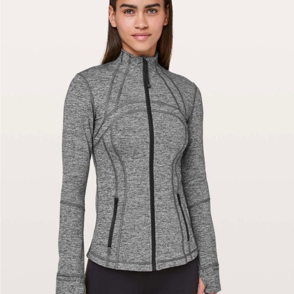 Lululemon Define Luon Fabric Full Zip Heather Black Sz 2 LW4AWCS